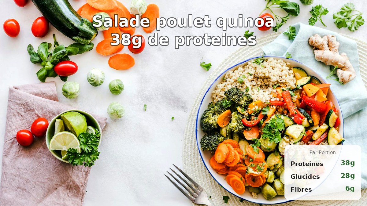Salade fitness poulet quinoa avocat tomates cerises et feta dans un bol